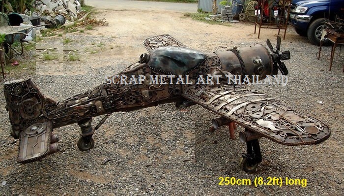 airplane spitfire model from scrap metal