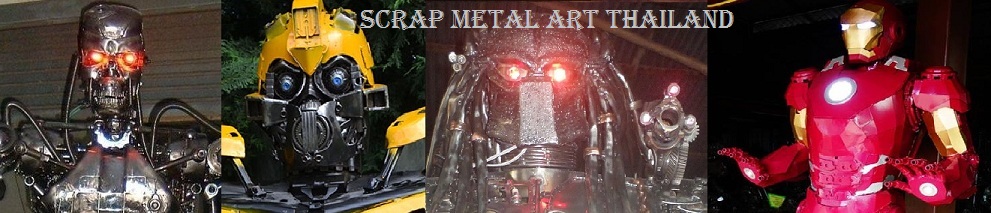 customized scrap metal statues with LED's