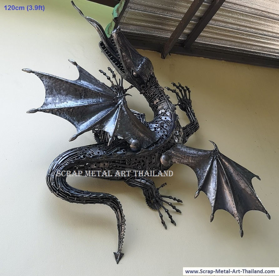 Climbing Dragon Statue Sculpture for sale, Life Size Metal Animal Sculpture Art