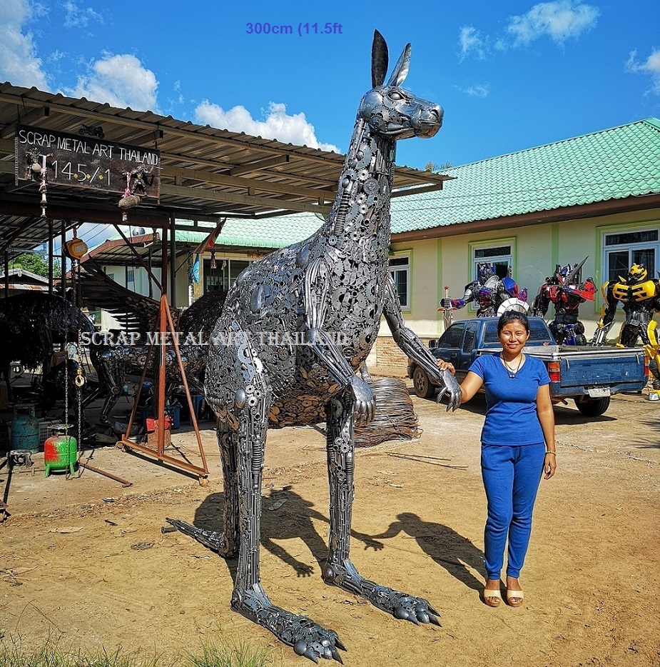 Giant Kangaroo statue sculpture, life size scrap metal art for sale