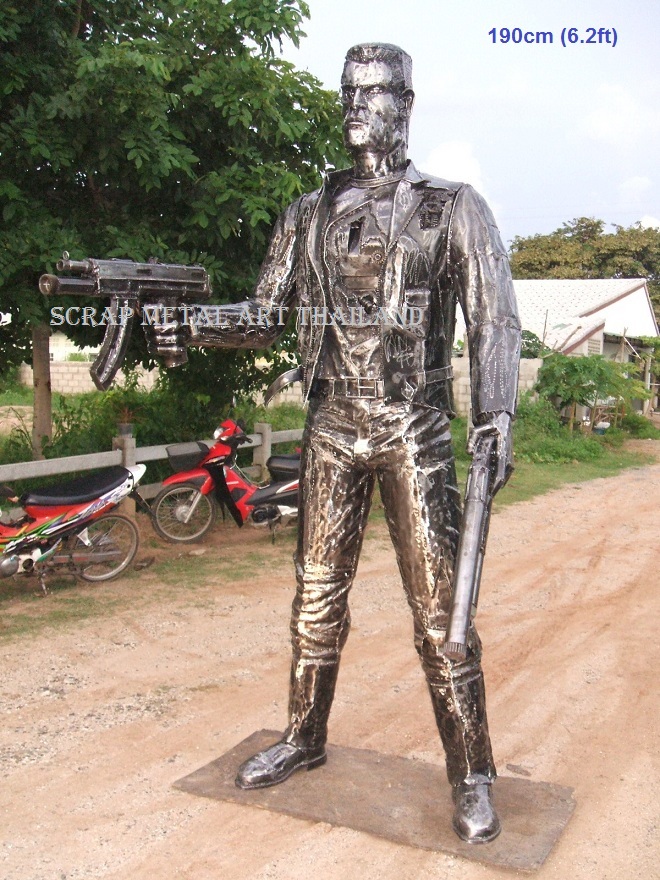 Mafia character statue  sculpture, life size  scrap metal art