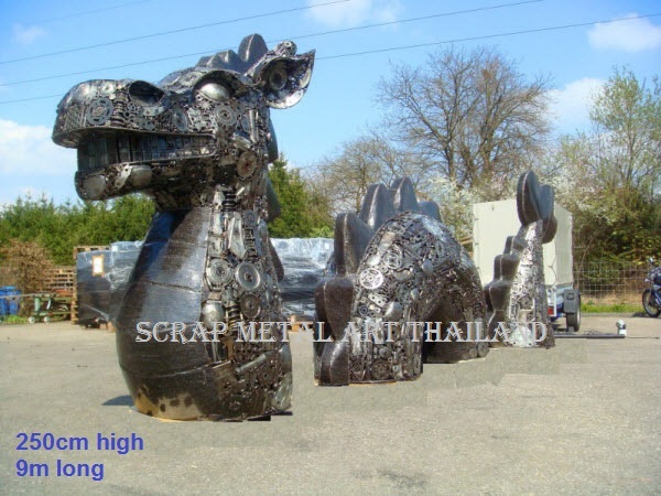 Giant chinese sea dragon statue sculpture figure, scrap metal art
