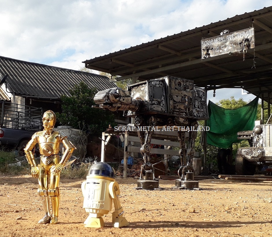 Star Wars AT-AT Imperial Walker statue for sale, life size metal sculpture