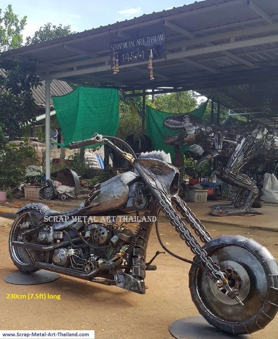 superbike statue sculpture, full life size scrap metal art
