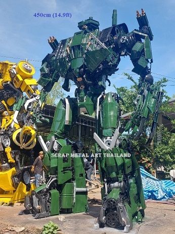 Brawl Transformers Statue, giant (450cm, 14.9ft) scrap metal art sculpture made in Thailand
