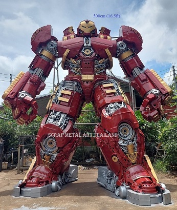Giant Hulkbuster statue, 5m (16.5ft) tall, scrap metal art sculpture, made in Thailand