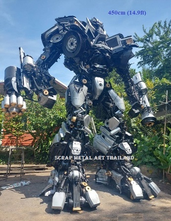 Ironhide Transformers Statue, giant (450cm, 14.9ft) scrap metal art sculpture made in Thailand