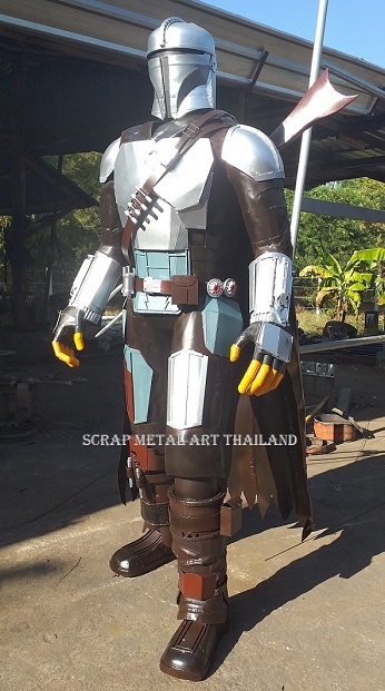 Mandalorian statue, life size Star Wars sculpture, movie art made in Thailand
