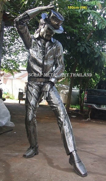 Michael Jackson Statue Sculpture, life size scrap metal art