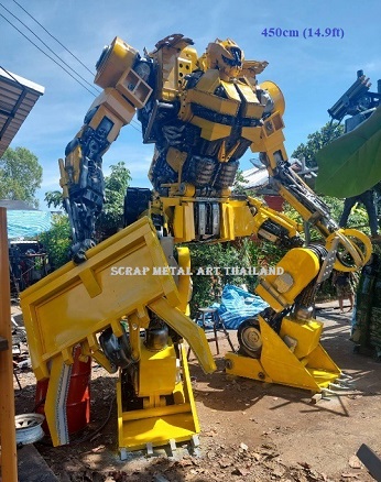 Scrapper Transformers Statue, giant (450cm, 14.9ft) scrap metal art sculpture made in Thailand
