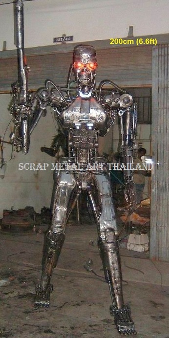 Terminator T-800 Sculpture Statue  Figure Endoskeleton Life Size scrap Metal art thailand Replica for sale