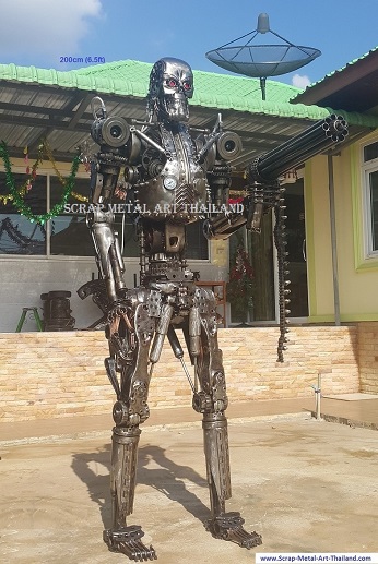 Terminator T-800 Statue, Life Size Metal Endoskeleton Replica for sale